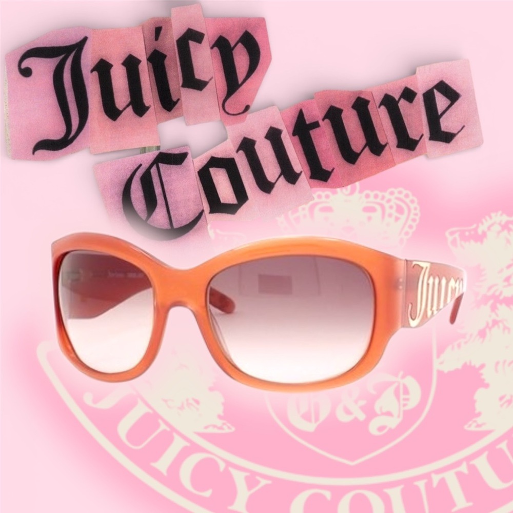 JUICY COUTURE 2000s Y2K Choose Juicy Pink Gold Gossip Sunglasses